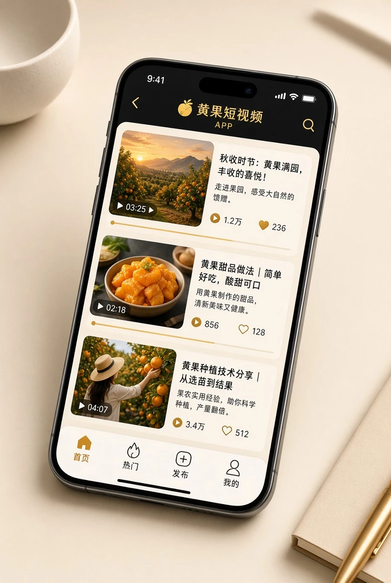 黄果短视频APP界面